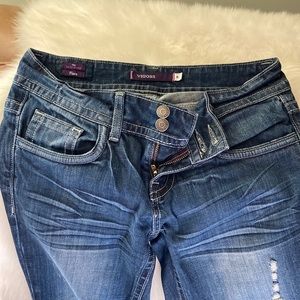 wide bell boot cut in heavy denim